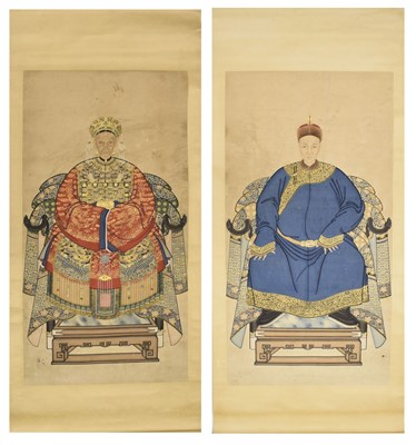 Lot 234 - Pair of Chinese 'ancestor' scrolls