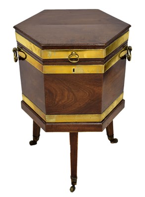 Lot 488 - George III brass bound mahogany cellaret