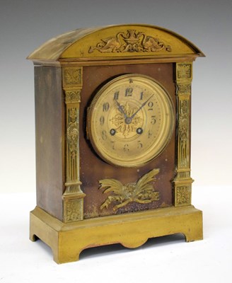 Lot 398 - French brass-cased mantel clock , circa 1900