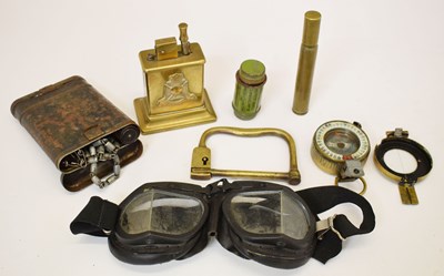 Lot 353 - Wiltshire Regiment table lighter, and military items