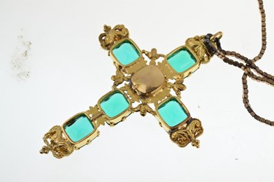 Lot 61 - Large Victorian green paste and gilt metal cross pendant