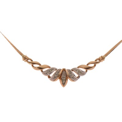 Lot 112 - 9ct gold diamond set necklet