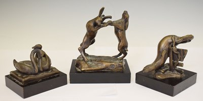 Lot 285 - Three bronze animal groups