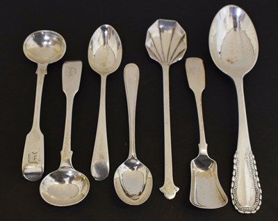 Lot 191 - Georg Jensen silver Viking pattern spoon, and a quantity of silver spoons, etc