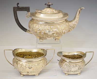 Lot 196 - Silver matched three-piece tea set