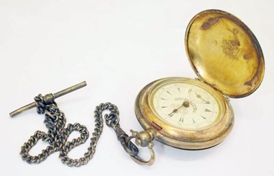 Lot 175 - Turkish market gilt white metal full hunter pocket watch, J. Dent, London