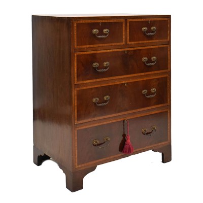 Lot 530 - 20th century satinwood banded mahogany chest of drawers