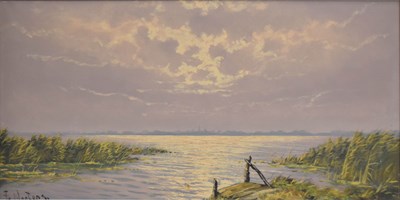 Lot 483 - Fritz Martens (Dutch/American, 1880-1955) - Oil on canvas - Estuary scene