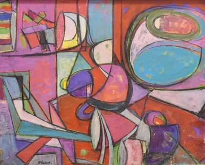 Lot 482 - Ernest Pascoe (British 1922-1996) - Oil on canvas - 'Interacting Forms'