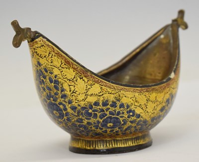 Lot 427 - Kashmiri papier-mâché kashkul or begging bowl