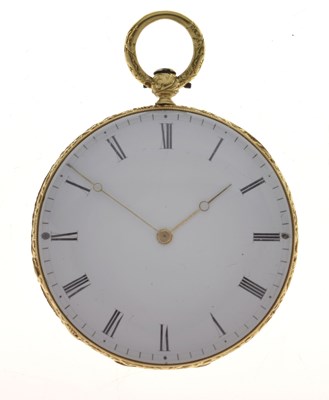 Lot 76 - Robin A Paris, 19th century yellow metal cased pocket watch