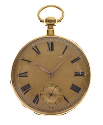 Lot 75 - George IV 18ct gold cased open face pocket watch, D&W Morice