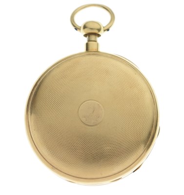 Lot 75 - George IV 18ct gold cased open face pocket watch, D&W Morice