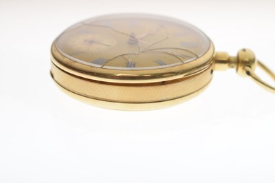 Lot 75 - George IV 18ct gold cased open face pocket watch, D&W Morice