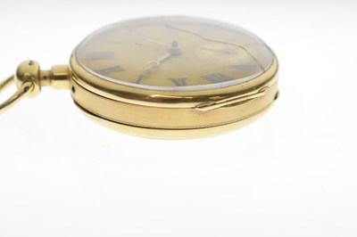 Lot 75 - George IV 18ct gold cased open face pocket watch, D&W Morice