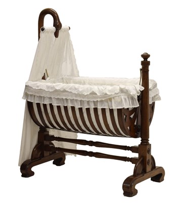 Lot 495 - Mid 19th century Continental fruitwood rocking cradle
