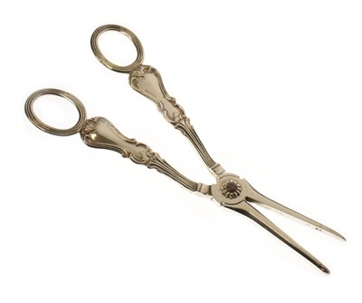 Lot 181 - Pair of Victorian silver grape scissors in the classical manner