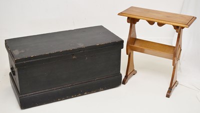 Lot 552 - Small oak reading table and black painted chest