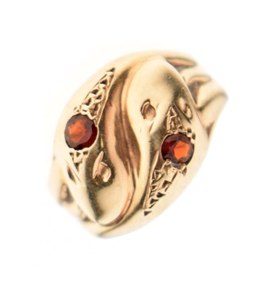 Lot 49 - 9ct gold double serpent ring