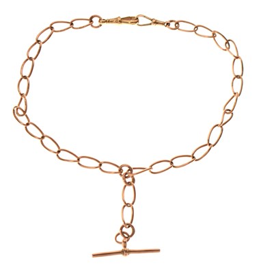 Lot 99 - 9ct rose gold Albert watch chain