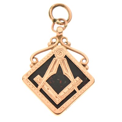 Lot 149 - Masonic Interest - 9ct gold bloodstone masonic fob/pendant