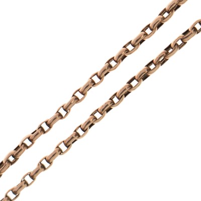 Lot 104 - Yellow metal belcher link chain, tagged 9c (a/f)