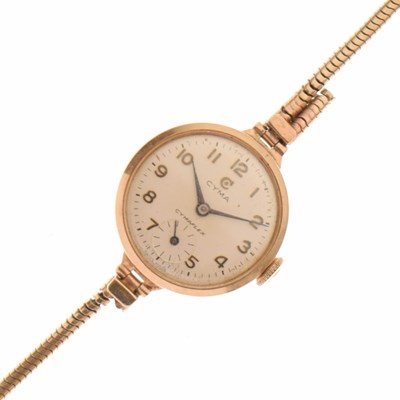 Lot 165 - Cyma - Lady's mid 20th century Cymaflex 9ct gold bracelet watch