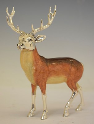 Lot 177 - Attributed to Saturno - Silver and enamel Red Deer stag