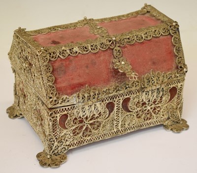 Lot 441 - Middle Eastern or Indian filigree jewellery casket, etc