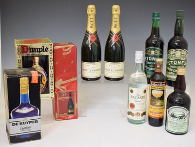 Lot 307 - Assorted wines and spirits, including 2 bottles Moet & Chandon