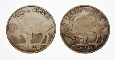 Lot 248 - Two 'Texas Nickels' medallions or ingots
