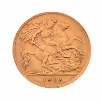 Lot 208 - George V gold half sovereign, 1912