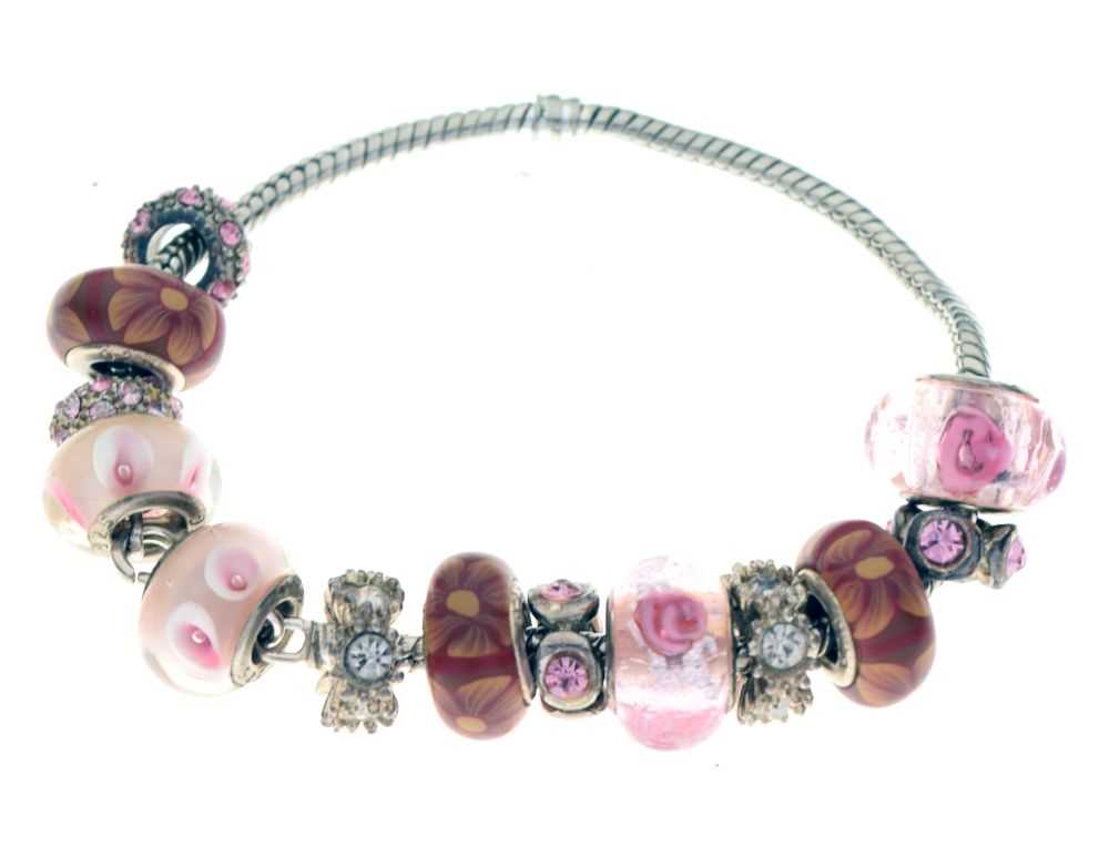 Lot 39 - Pandora-style charm bracelet