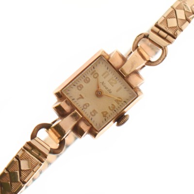 Lot 168 - Nivada - Lady's 9ct gold cased bracelet watch, together with a part 9ct gold chain