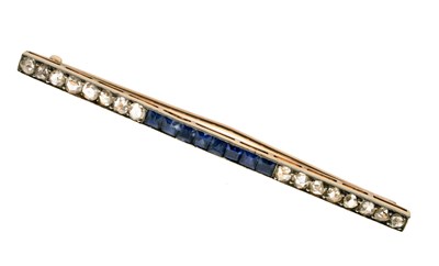 Lot 24 - Art Deco diamond and sapphire bar brooch