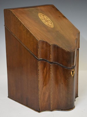 Lot 288 - George III inlaid mahogany serpentine-fronted knife box