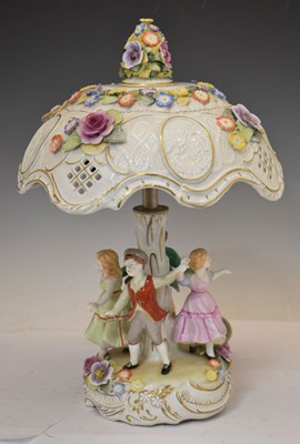 Lot 425 - German porcelain figural table lamp