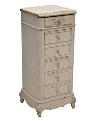 Lot 569 - Grey painted pedestal night cupboard, French circa 1900
