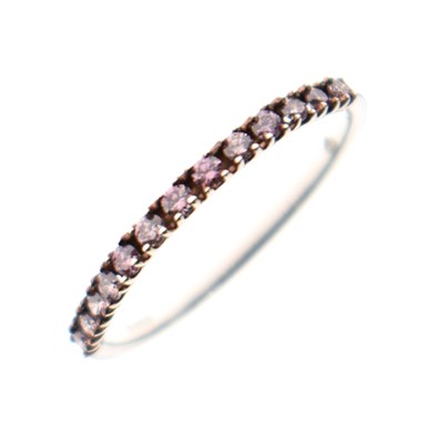 Lot 10 - Pink diamond 9ct white gold half eternity ring