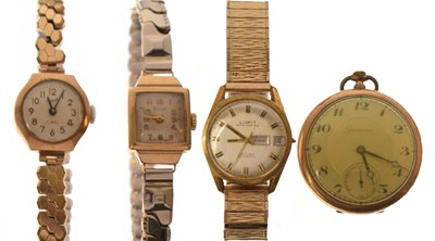 Lot 169 - Assorted watches - Two lady's 9ct gold watches with plated bracelets, etc