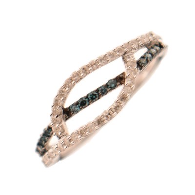 Lot 8 - White and blue diamond 9ct white gold half eternity ring