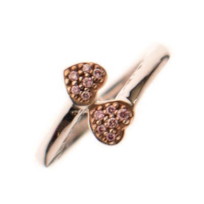 Lot 5 - Pink diamond 9ct white gold double heart ring