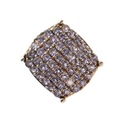 Lot 36 - Tanzanite large panel silver ring
