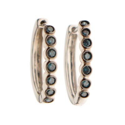Lot 132 - Blue diamond and 9ct white gold hoop earrings