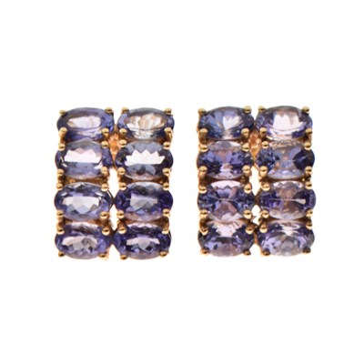 Lot 134 - Tanzanite and 9ct gold ear studs