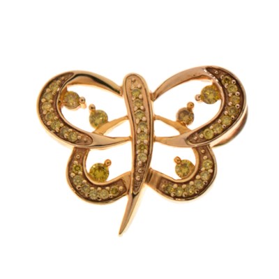 Lot 83 - Yellow diamond and 9ct gold butterfly pendant