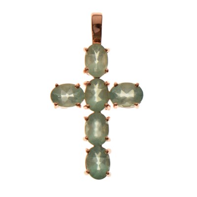 Lot 91 - Apatite and 9ct gold cross pendant