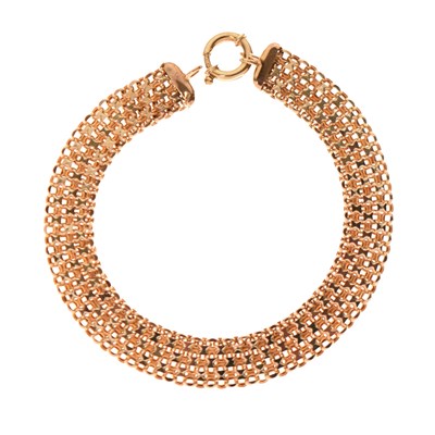 Lot 128 - 9ct gold flat woven link bracelet
