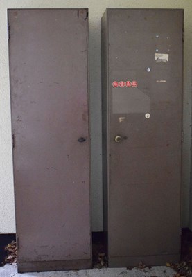 Lot 528 - Near pair of brown metal units