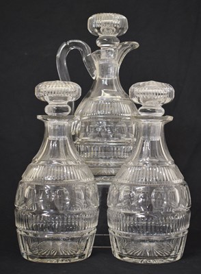 Lot 398 - Pair of cut glass decanters, etc